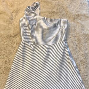 Banana Republic Blue and White One-Shoulder Dress